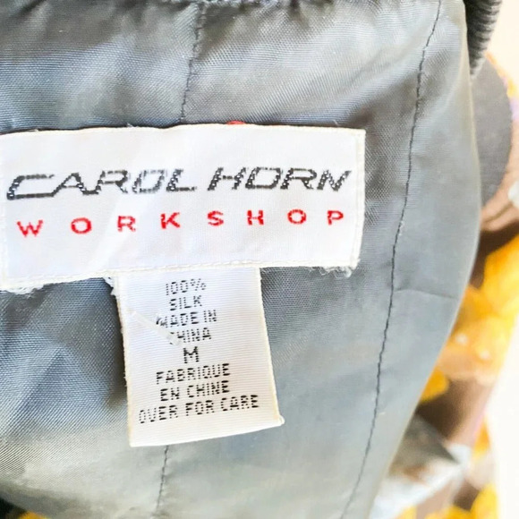 Vintage Carol Horn Silk Colourful Leaf Print Bomber JAcket M - Picture 2 of 6